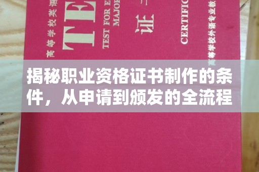 清浦揭秘职业资格证书制作的条件，从申请到颁发的全流程解析