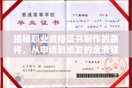 清浦揭秘职业资格证书制作的条件，从申请到颁发的全流程解析